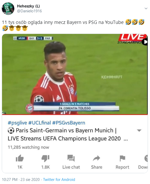 OGLĄDALNOŚĆ STAREGO meczu PSG z Bayernem na YT xD